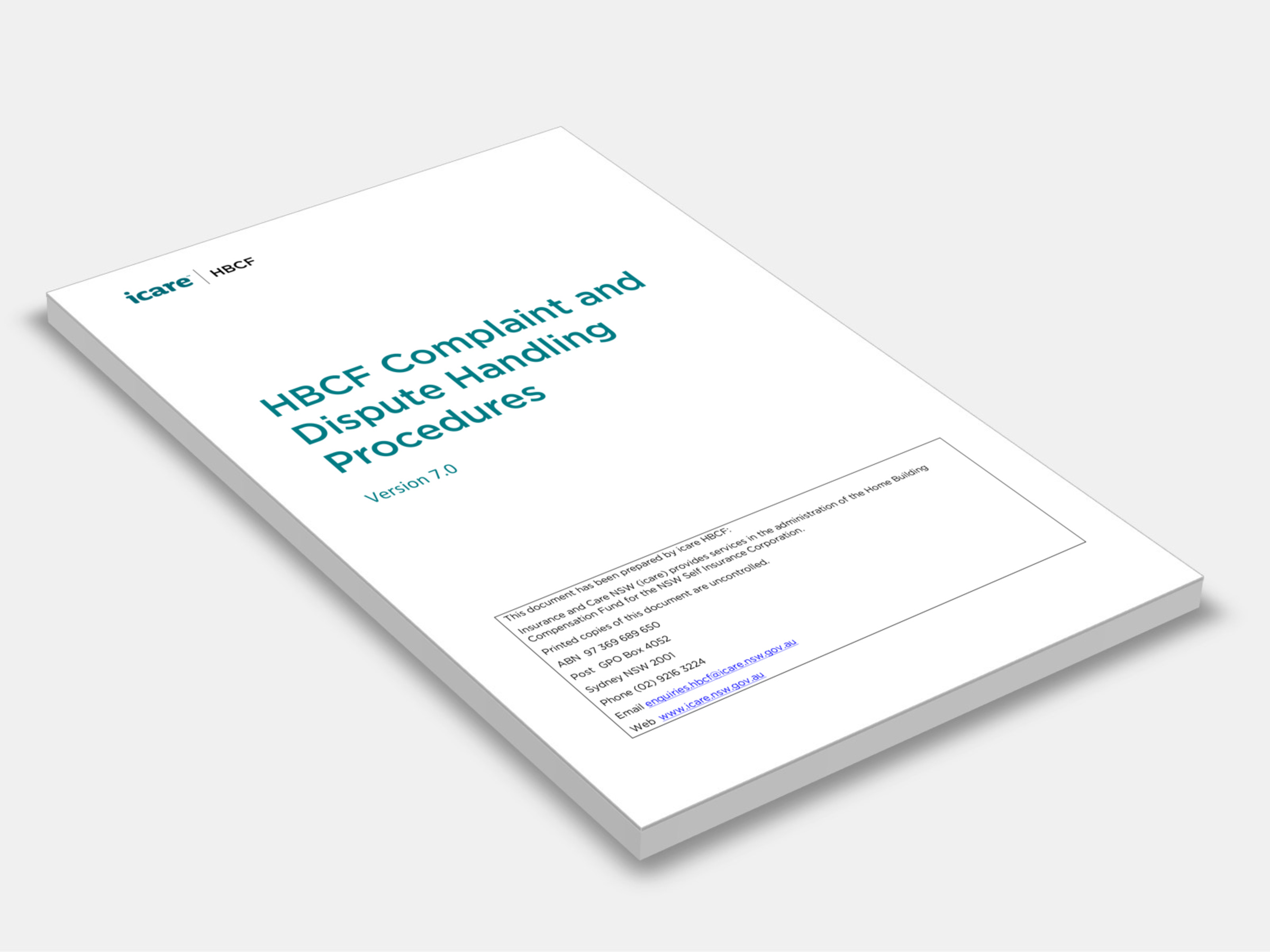 HBCF Complaint and Dispute Handling Procedures cover 2021