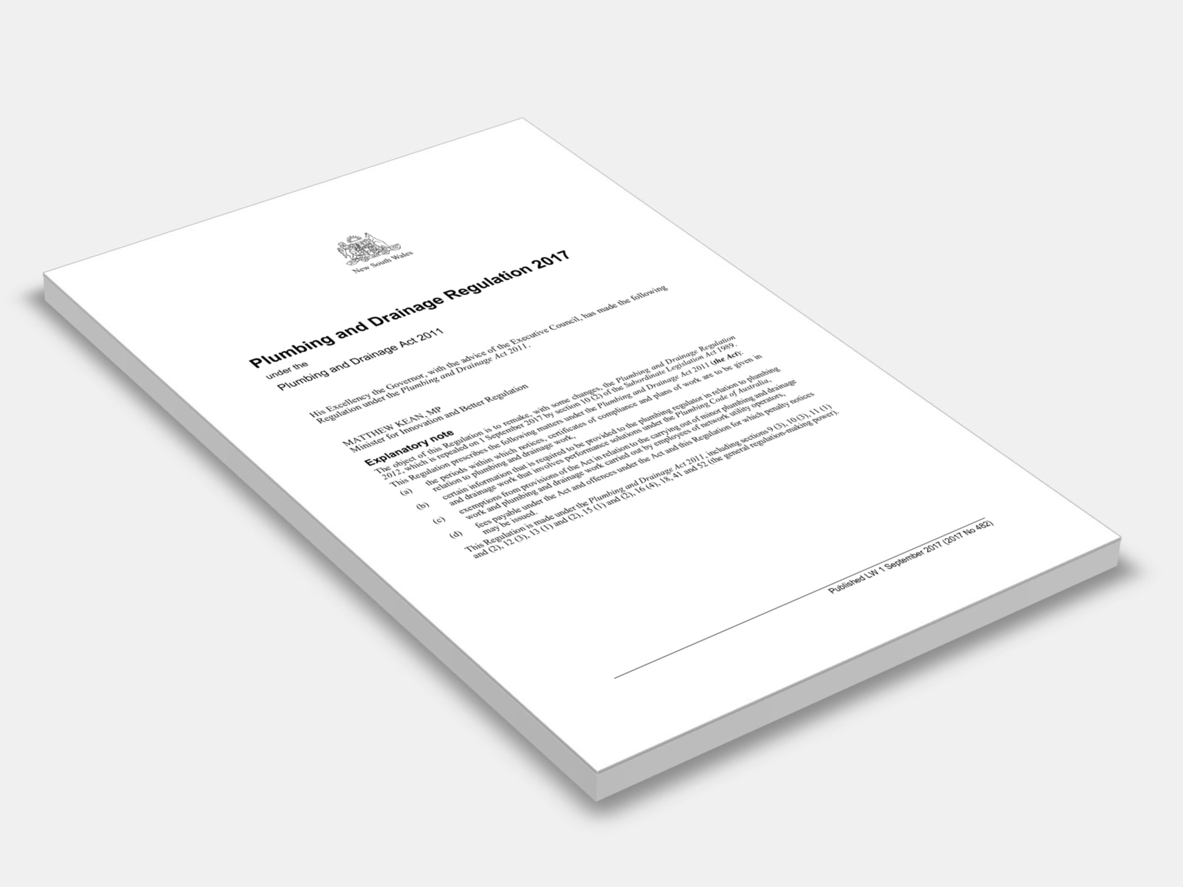 Plumbing and Drainage Regulation 2017 (NSW) 2017 cover